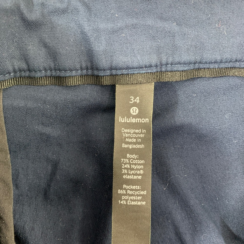 Lululemon ABC Pants Men 33x31 Navy Blue Chino Trousers Performance Warpstreme - Picture 4 of 12